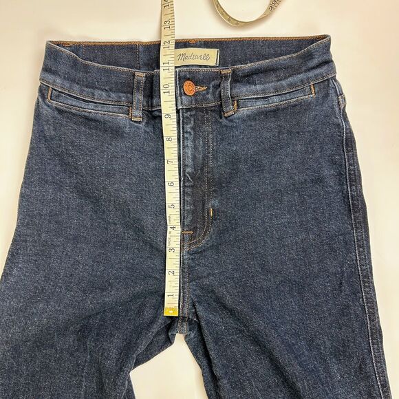 Madewell 11" High Rise Flare Jeans Dark Wash Blue Denim Retro Y2K 70's Cotton 26 - Picture 7 of 14